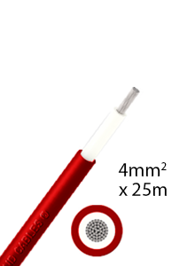 4 mm2 eenaderig DC kabel 25m – rood