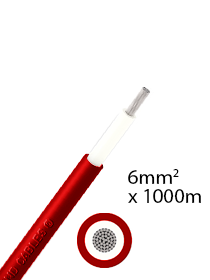 6mm2 eenaderige DC kabel 1000m – Rood