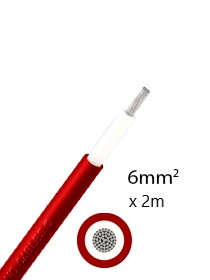 6mm2 eenaderig DC kabel 2m – Rood